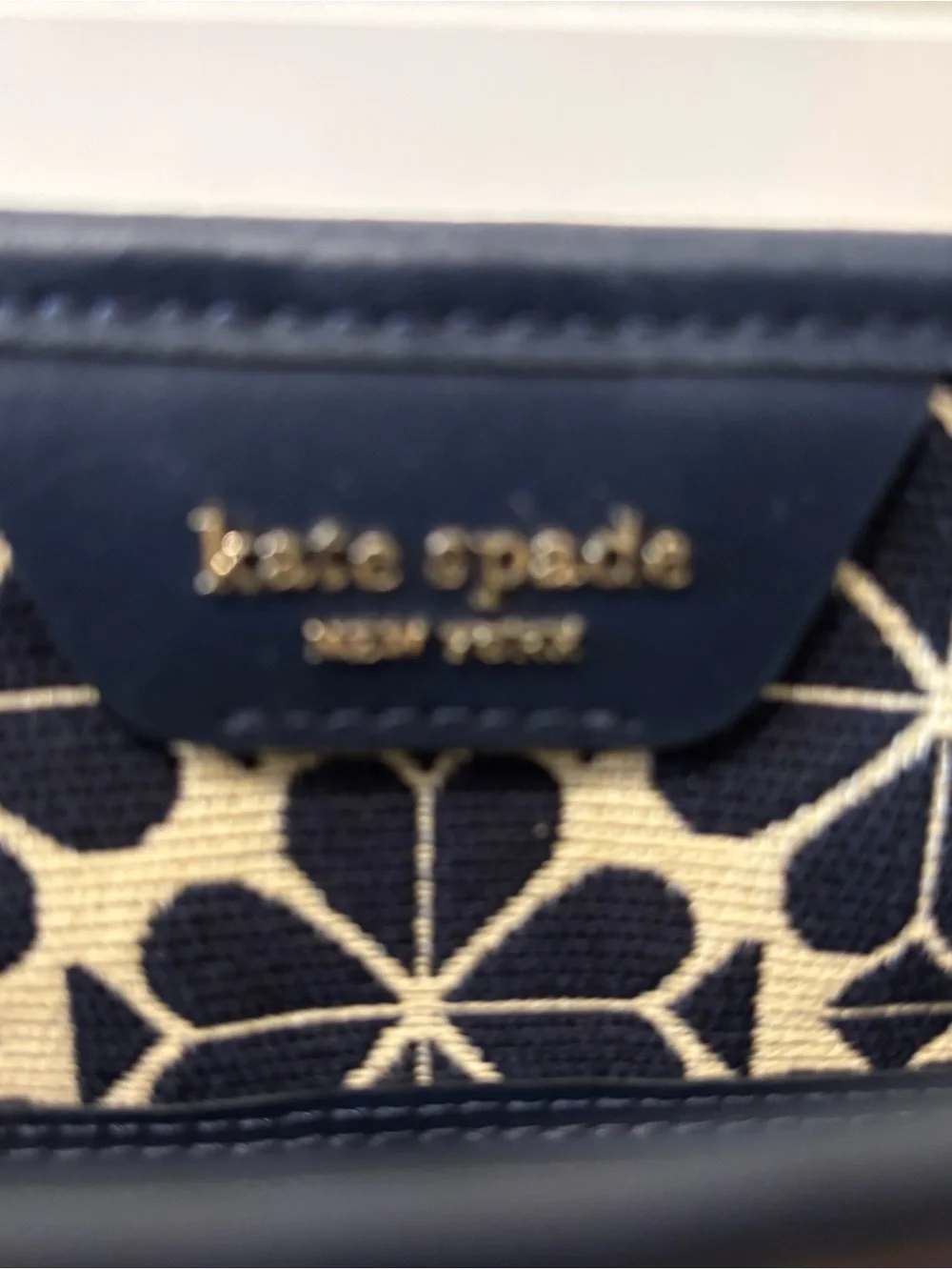 kate spade Navy and Cream Floral Stripe Tote